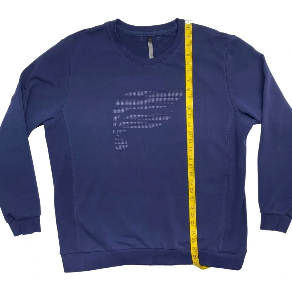 Fabletics Mens The Courtside Crew Navy Reflective Dot Logo French Terry Crew XXL - Picture 9 of 13